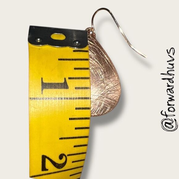 Hand Crafted Copper Teardrop Earrings – Brushed Texture - Picture 5 of 7